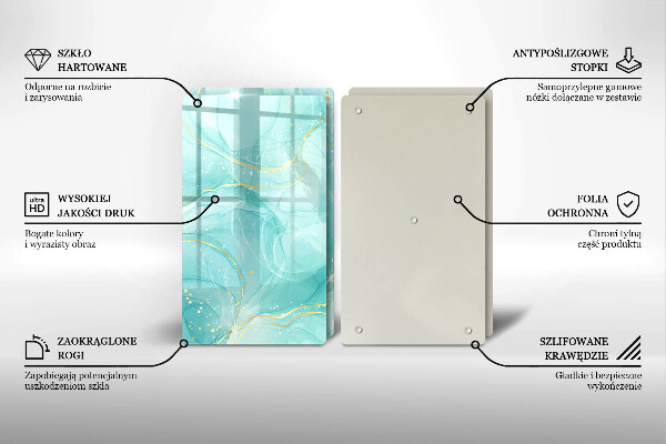 Placă din sticla protectie perete Abstracția albastră și aurie