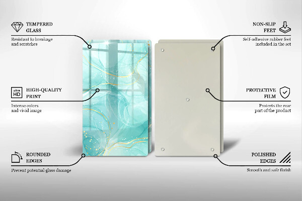 Placă din sticla protectie perete Abstracția albastră și aurie