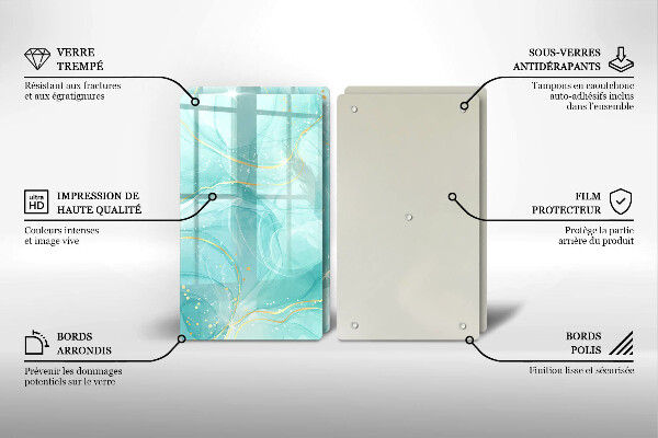 Placă din sticla protectie perete Abstracția albastră și aurie