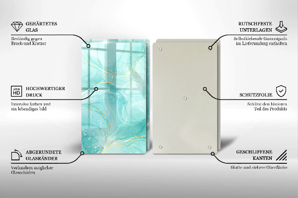 Placă din sticla protectie perete Abstracția albastră și aurie