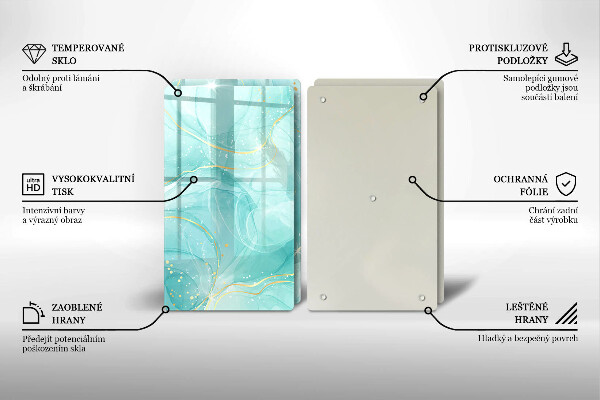 Placă din sticla protectie perete Abstracția albastră și aurie