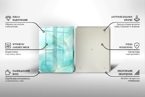 Placă din sticla protectie perete Abstracția albastră și aurie