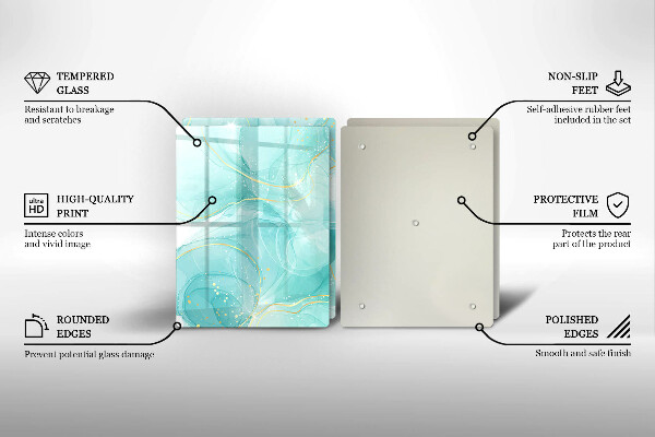 Placă din sticla protectie perete Abstracția albastră și aurie