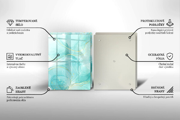Placă din sticla protectie perete Abstracția albastră și aurie