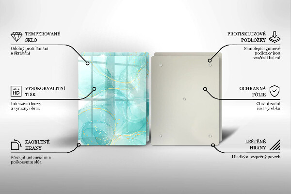 Placă din sticla protectie perete Abstracția albastră și aurie