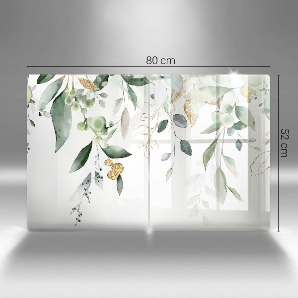 Placă din sticla protectie perete Acuarelă frunze