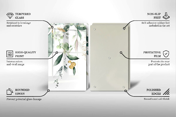 Placă din sticla protectie perete Acuarelă frunze