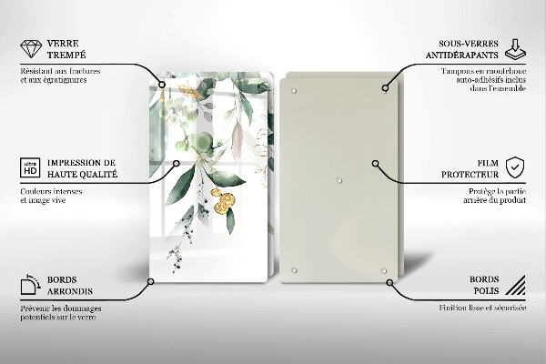 Placă din sticla protectie perete Acuarelă frunze