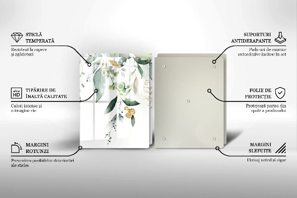 Placă din sticla protectie perete Acuarelă frunze