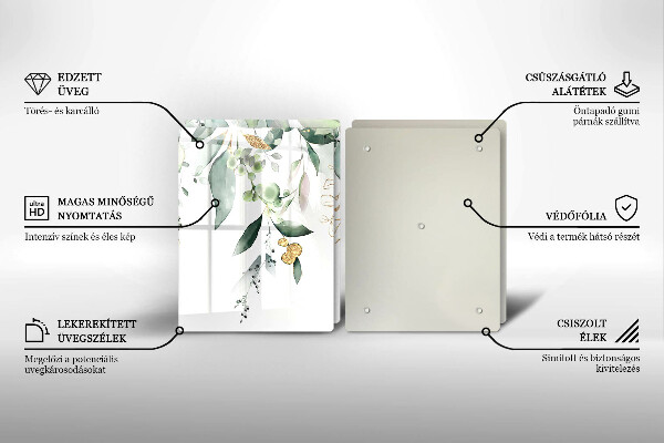 Placă din sticla protectie perete Acuarelă frunze