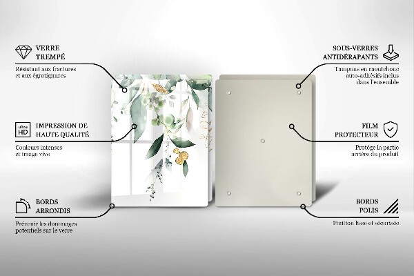 Placă din sticla protectie perete Acuarelă frunze