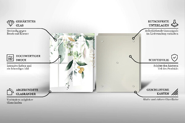 Placă din sticla protectie perete Acuarelă frunze