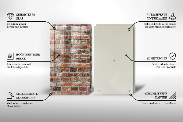 Placă sticla protectie aragaz Zid vechi de cărămidă