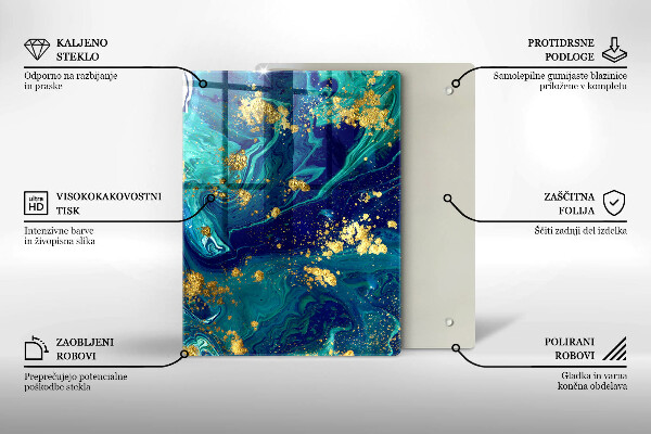 Placă din sticla protectie perete Abstracție cu aur