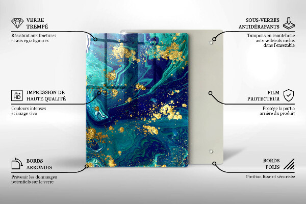 Placă din sticla protectie perete Abstracție cu aur