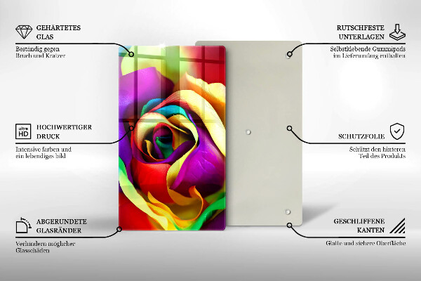 Placă din sticla protectie perete Petale de trandafiri colorate