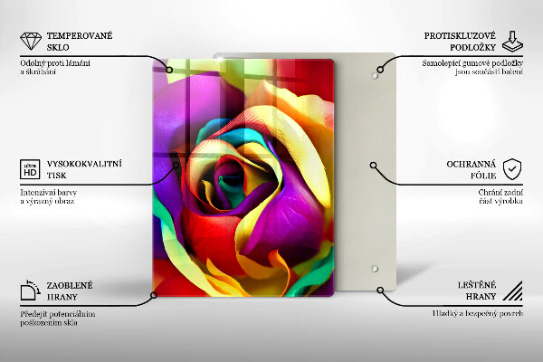 Placă din sticla protectie perete Petale de trandafiri colorate