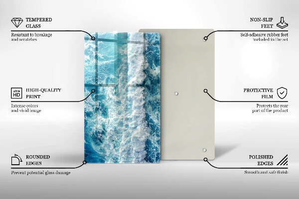 Placă din sticla protectie perete Valuri de apă de mare