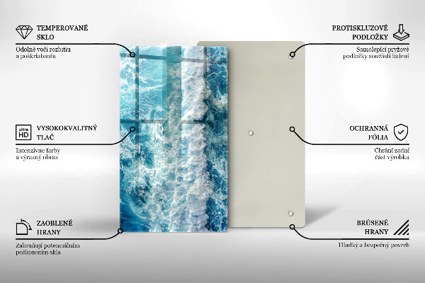 Placă din sticla protectie perete Valuri de apă de mare