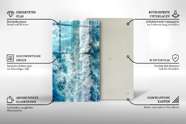 Placă din sticla protectie perete Valuri de apă de mare