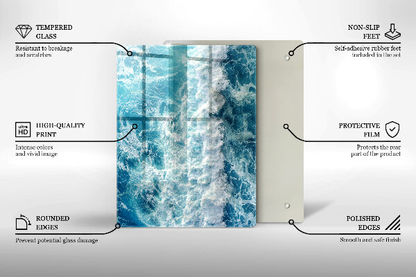 Placă din sticla protectie perete Valuri de apă de mare