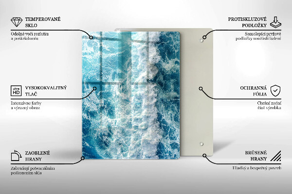 Placă din sticla protectie perete Valuri de apă de mare