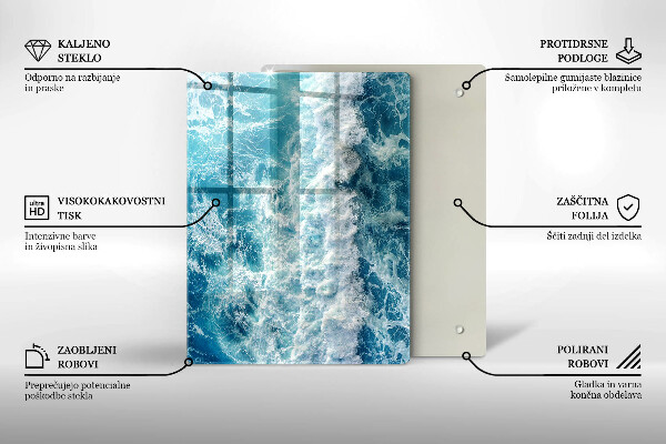 Placă din sticla protectie perete Valuri de apă de mare