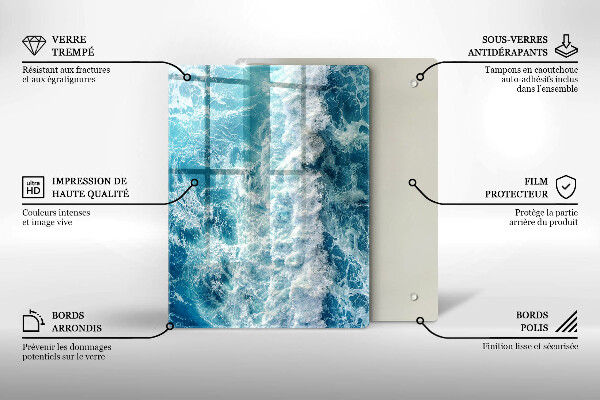 Placă din sticla protectie perete Valuri de apă de mare