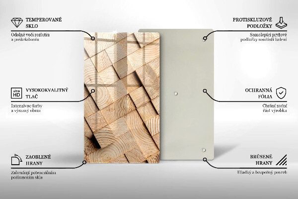 Placă din sticla protectie perete Pătrate de lemn