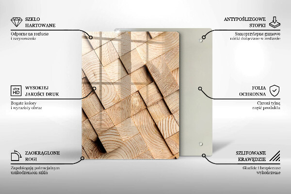 Placă din sticla protectie perete Pătrate de lemn
