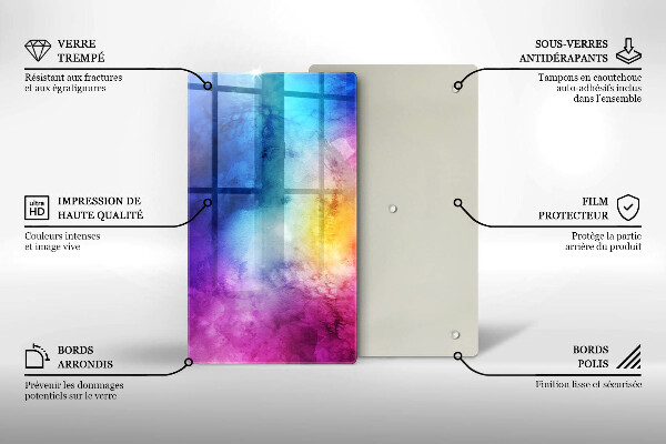 Placă din sticla protectie perete Stropi de acuarelă curcubeu