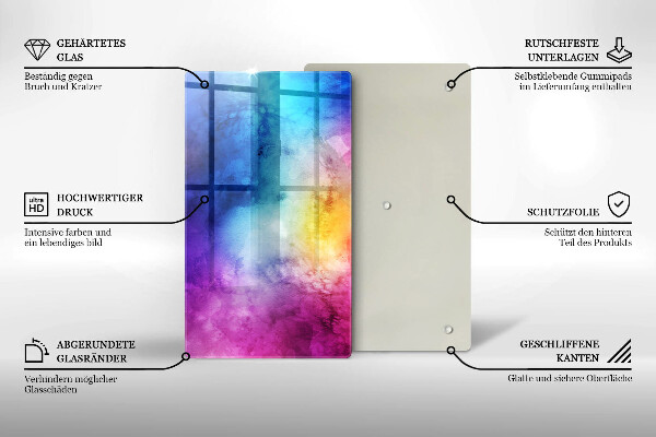 Placă din sticla protectie perete Stropi de acuarelă curcubeu