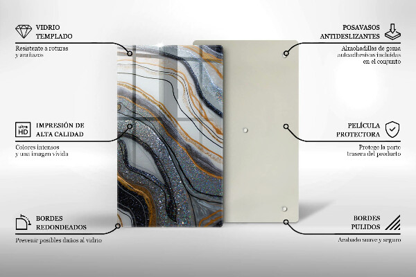 Placă din sticla protectie perete Stâncă cu aur