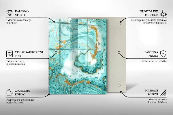 Placă din sticla protectie perete Abstracția albastră