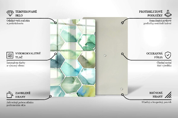 Placă din sticla protectie perete Hexagoane acuarele