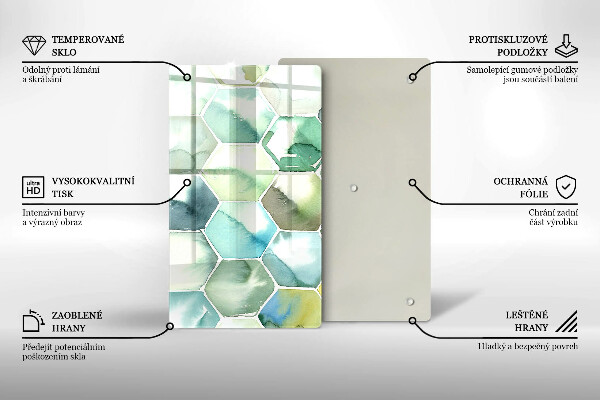 Placă din sticla protectie perete Hexagoane acuarele