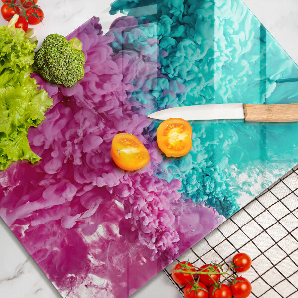 Placă din sticla protectie perete Fum turcoaz-roz