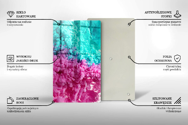 Placă din sticla protectie perete Fum turcoaz-roz