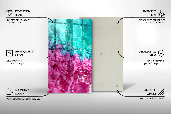 Placă din sticla protectie perete Fum turcoaz-roz