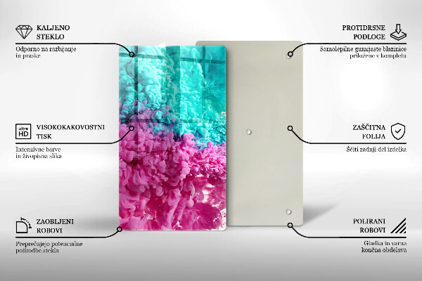 Placă din sticla protectie perete Fum turcoaz-roz