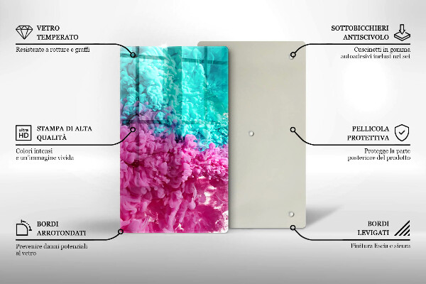 Placă din sticla protectie perete Fum turcoaz-roz