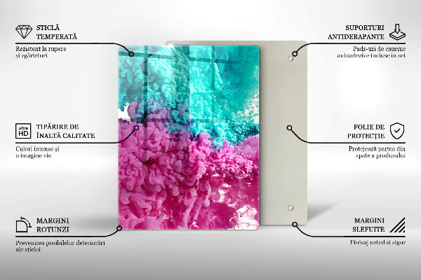 Placă din sticla protectie perete Fum turcoaz-roz