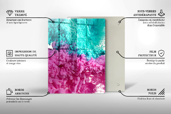 Placă din sticla protectie perete Fum turcoaz-roz