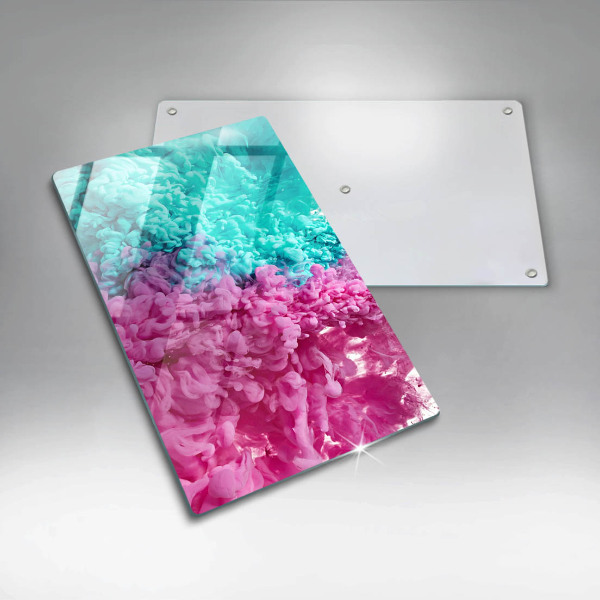 Placă din sticla protectie perete Fum turcoaz-roz