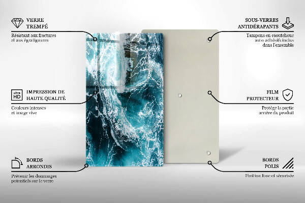 Placă din sticla protectie perete Valuri spumoase de apă