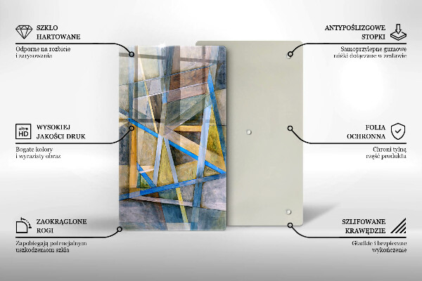 Placă din sticla protectie perete Abstracția liniilor pictate