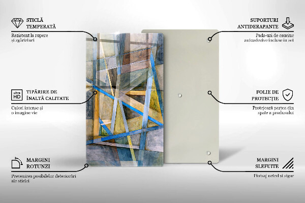 Placă din sticla protectie perete Abstracția liniilor pictate