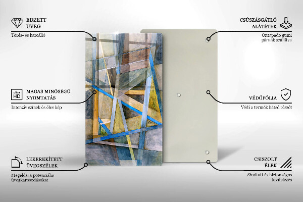 Placă din sticla protectie perete Abstracția liniilor pictate