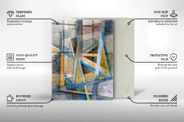 Placă din sticla protectie perete Abstracția liniilor pictate