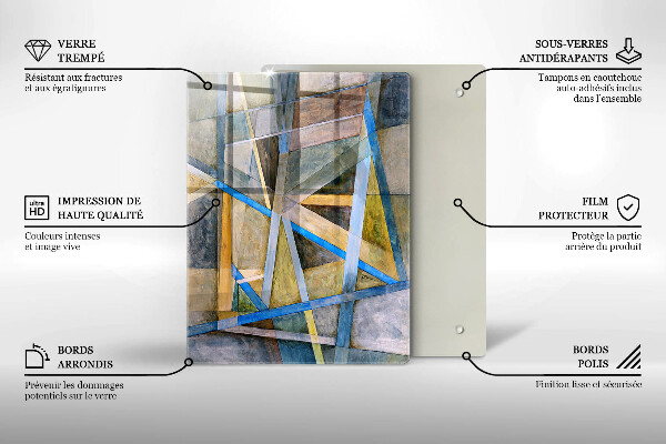 Placă din sticla protectie perete Abstracția liniilor pictate